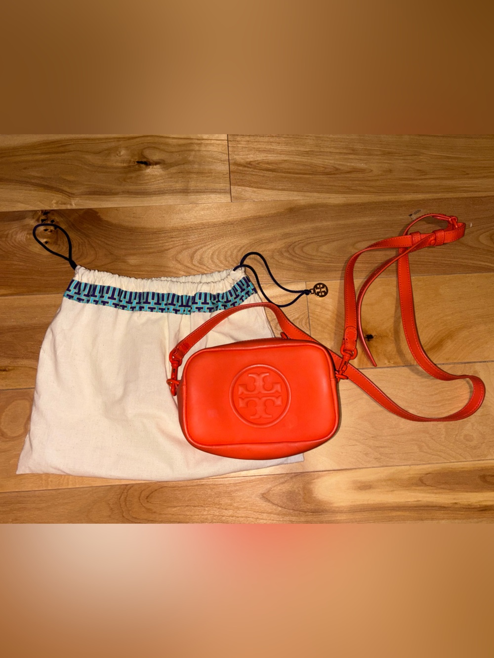 Tory Burch Orange Leather Camera Crossbody